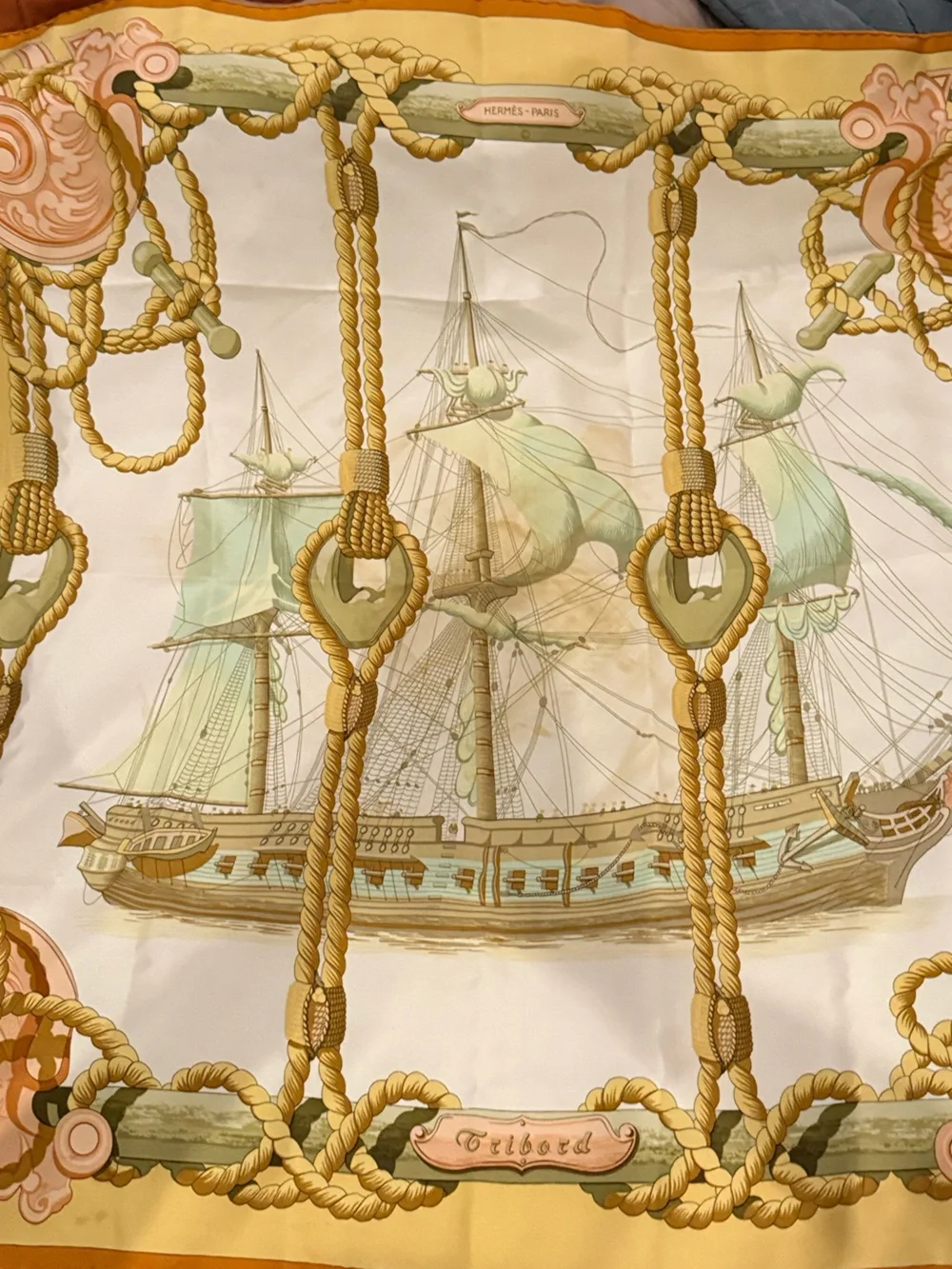 Hermes Tribord Silk Scarf Carré 90 Nautical Ship Pastel Vintage - Picture 2 of 13